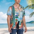 thumbnail image 3 of Fotbe Coastal Cat By The Window Camisa Hawaiana para Hombre Unisex – Camisa Casual de Verano con Botones de Manga Corta de Algodón y Lino,XX-Large, 3 of 7