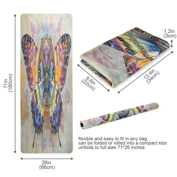 BZSMCE Yoga Mat Women Mandala Butterfly Fitness Mat