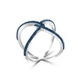 thumbnail image 2 of JewelersClub Sterling Silver Criss Cross Ring – 0.15 Carat Blue Diamond Ring with .925 Sterling Silver X Ring – Real Diamond Criscross Ring with Hypoallergenic Sterling Silver Ring Band, 2 of 4