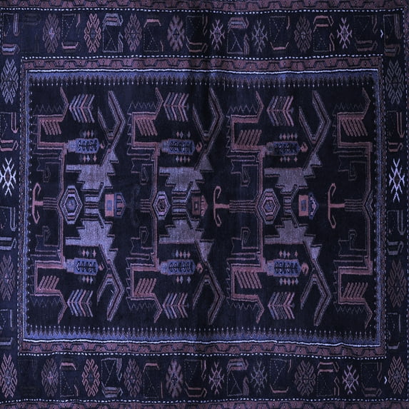 Ahgly Company Machine Washable Indoor Square Animal Blue Traditional Area Rugs, 4' Square
