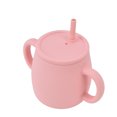 thumbnail image 4 of Vaso para bebés y niños pequeños de silicona rosa de 280 ml con tapa con pajita de entrenamiento incluida, 4 of 8