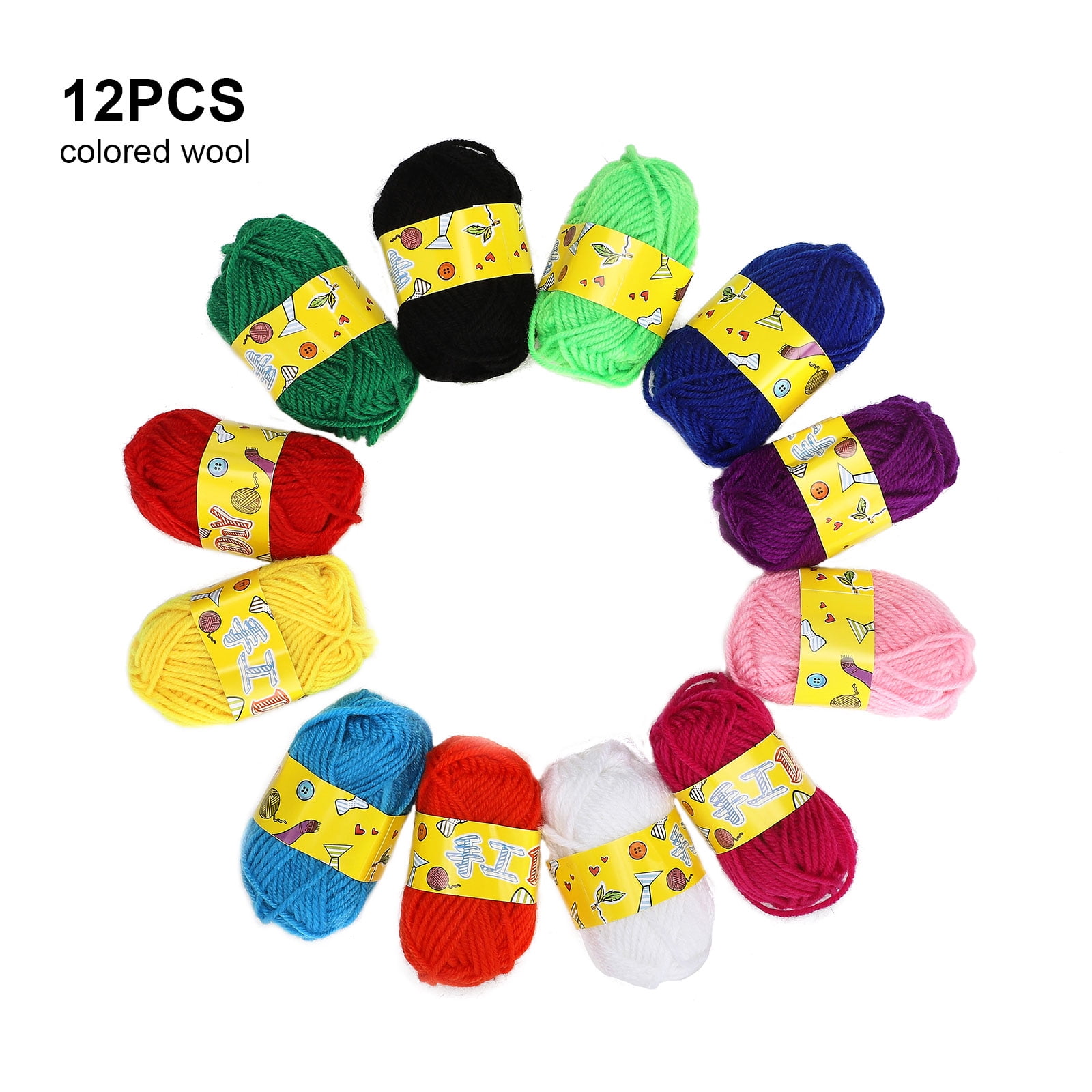 Hapeisy 12pcs Kids DIY Knitting Crochet Yarns Multicolor Handcrafts