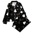 thumbnail image 2 of WOYY Girls Black Halloween Pajamas Long Sleeve Button Front Shirt Pants PJ Set, Sizes 3-14, 2 of 6