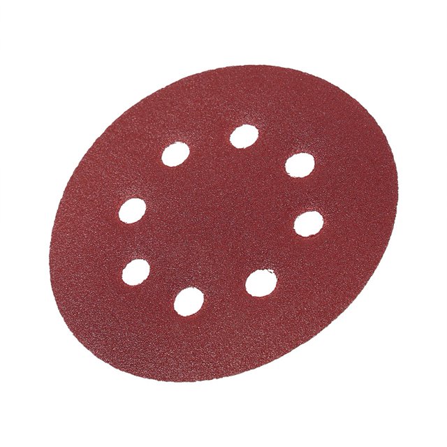 Herwey 10Pcs 125mm Forme Ronde Disques de Ponçage Rouge 8 Trous 60-1000 Grit Papiers de Sable