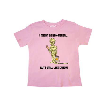 

Inktastic Nonverbal Trick or Treater I might be Nonverbal but I Still like Candy Mummy Gift Toddler Boy or Toddler Girl T-Shirt