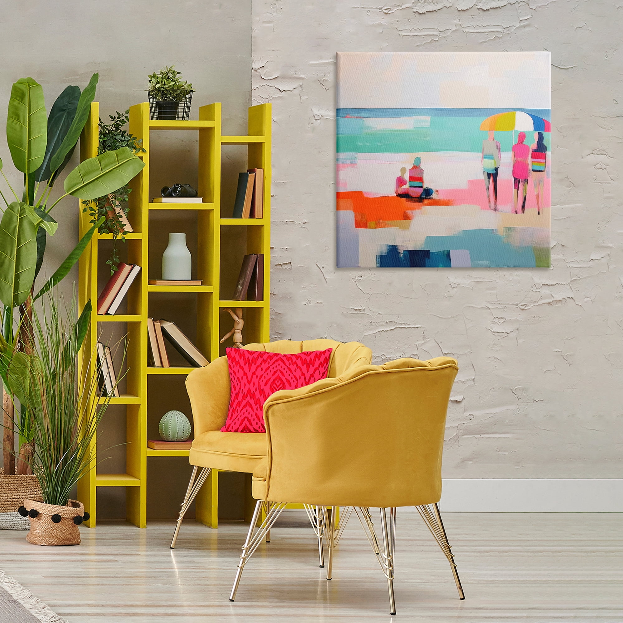 Stupell Industries People on Beach Abstract Novelty Painting Gallery Wrapped Canvas Art Print Wall Art, 30 x 30