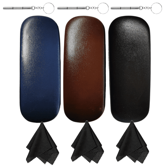 3 Pack Hard Shell Glasses Cases, Portable Eyeglass Case, Protective Case for Glasses, Anti-Pressure Holder for Reading Glasses & Sunglasses