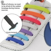 Luxtrada 1Pair Easy No Tie Elastic Shoe Lace Silicone Trainers Shoes Adults Shoelaces (Black)