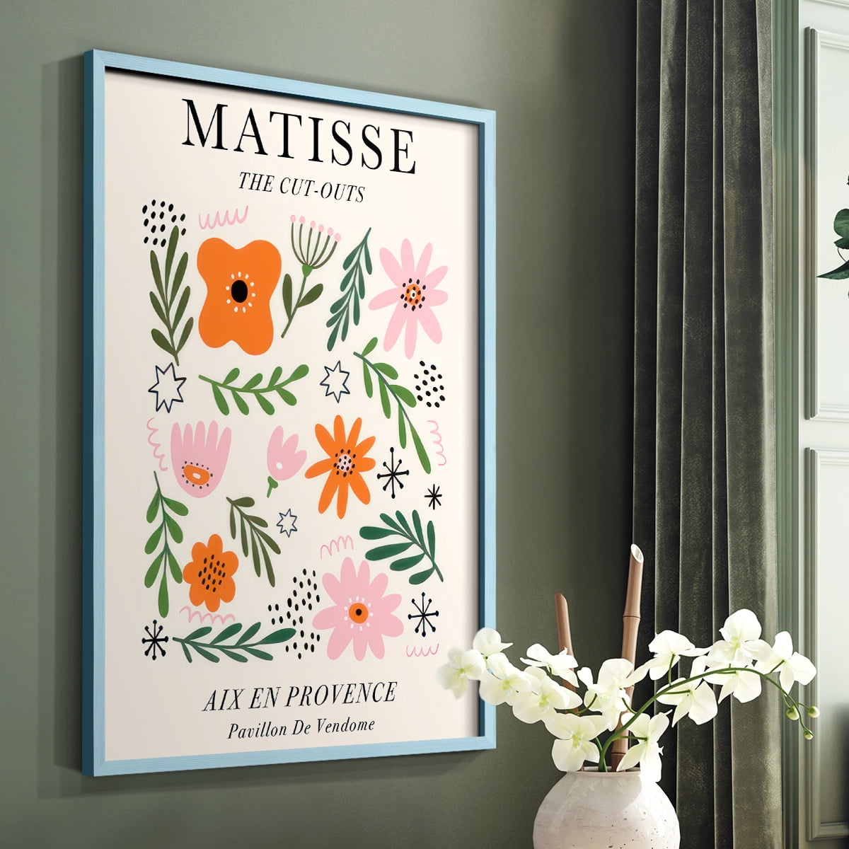 Matisse CXCIII Framed Print in Blue Solid Wood 11 x 14 Framed Print