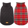 thumbnail image 1 of Kuoser Abrigo cálido para perros, chaqueta reversible, abrigo de invierno impermeable, ropa a cuadros de estilo británico, abrigos para clima frío, chaleco de nieve acogedor para perros pequeños, medi, 1 of 4