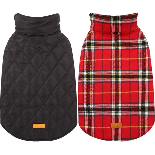 Kuoser Abrigo cálido para perros, chaqueta reversible para perros, impermeable, abrigo de invierno para perros, estilo británico, ropa para perros a cuadros, abrigos para clima frío, chaqueta de nieve