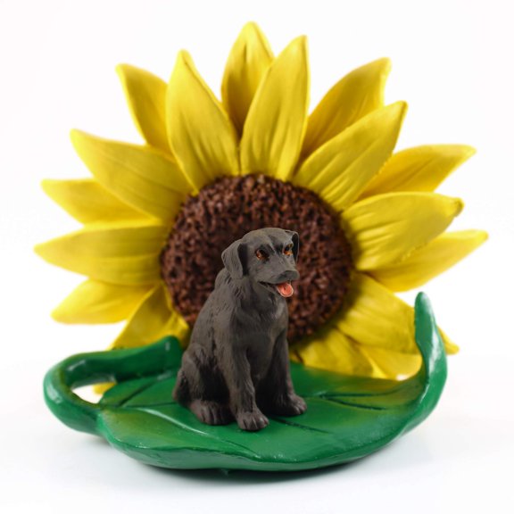 Conversation Concepts Labrador Retriever Chocolate Figurine  Sunflower Statue Gift: Realistic Hand Painted Sculpture, Summer Nursery or Home Office Desk Decor, Spring Shower Present
