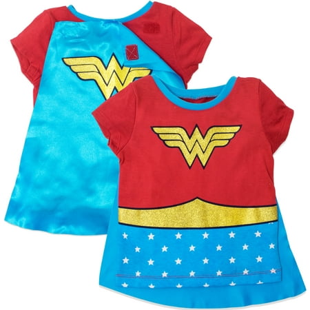 Wonder Woman Toddler Girls' Costume Tee Shirt with Cape Red (2T)