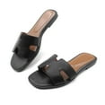thumbnail image 2 of Women's Slip-On Flat Sandals One Band Design Faux Leather Casual Slides, 2 of 5