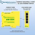 thumbnail image 2 of brainboxes switch - 4 ports - din rail mountable (sw-504), 2 of 3