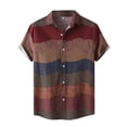 thumbnail image 1 of Knqrhpse Chemise Décontractée à Rayures Ondulées Col Rabattu Chemise Homme T-Shirts Graphiques Chemise Homme Manches Courtes Boutonnée, 1 of 9
