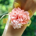 thumbnail image 1 of Pulsera de cinta para fiesta de boda, ramillete de muñeca para dama de honor, flores rosas de espuma, 1 of 5