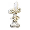 thumbnail image 4 of Figurine for Rustic Fleur De Lis FDL Distressed White Freestanding Tabletop Statue Home Décor - Vintage Royal Ornate Style Decoration, 4 of 5