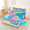 thumbnail image 2 of Erosebridal Dreamy Bow Capybara Kid Queen Sheet Sets, Blue Sky Rainbow Bed Set, 4pcs, 2 of 5