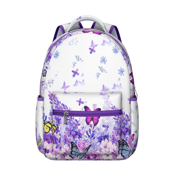 Cute Butterfly Print Student Backpack Colorful Floral School Bookbag for Student Butterfly Lovers Aesthetic Fashion Style