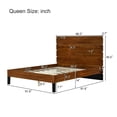 thumbnail image 4 of Mid-Century Modern Solid Wood Bed Frame Queen Size Platform Bed With Six-Piece Headboard Design, No Box Spring Needed, Brown, 4 of 9