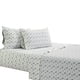 thumbnail image 1 of Juego de sábanas Kiev Twin XL de 3 piezas con estampado de plumas The Urban Port, azul y blanco Benjara BM242839, 1 of 2