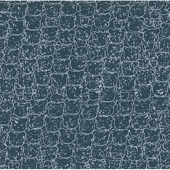 Stof European Pretty Panda Outlines Blue Quilting Cotton Fabric By The Yard