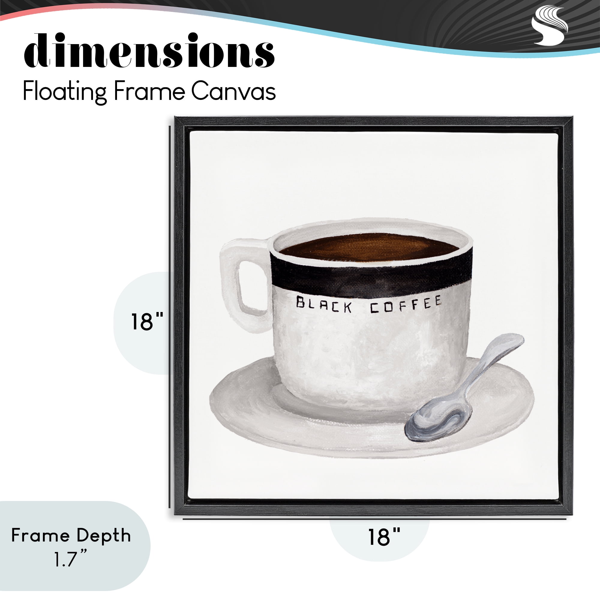 Stupell Industries Black Coffee Mug Black Framed Floater Canvas Wall Art, design by Elizabeth Medley