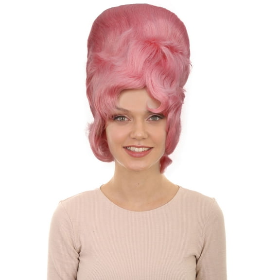 HPO | Adult Women's 18th Century Colonial Lady Pink Wig | Historical | Breathable Capless Cap