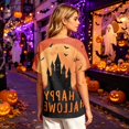thumbnail image 7 of Halloween Shirts for Women Bat Skeleton Loose Fit Henley Casual Blouse Spider Print Short Sleeve Fall Scary Tees L, 7 of 7