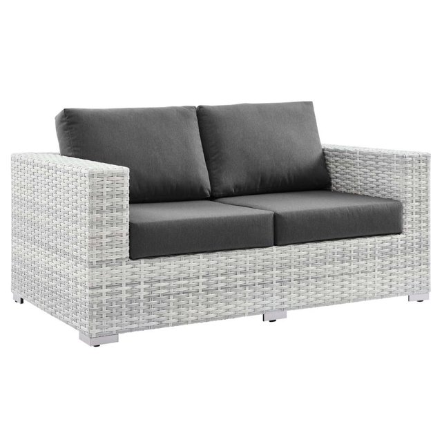 Modway Convene Outdoor Patio Furniture Loveseat, Light Gray