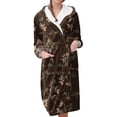 thumbnail image 1 of Women's Fleece Plush Robe Long Warm Plush Bathrobe Loungewear Jacket Printed Comfort Robe, 1 of 5