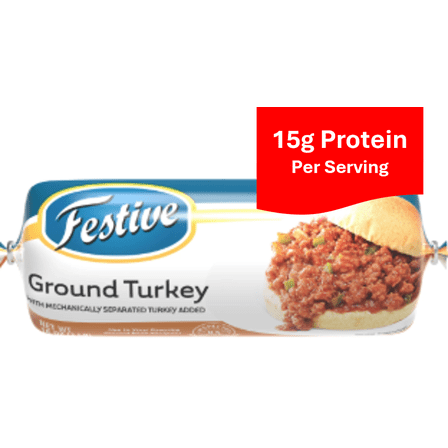 FESTIVE Ground Turkey, Frozen, 1 lb Roll