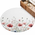 thumbnail image 2 of Round Area Rugs 4Ft, Red Poppy Flower Non-Slip Washable Circle Rugs Carpet, Garden Floral Botanical Painting Indoor Outdoor Rug Floor Mats Throw Runner for Bedroom Living Room Bathroom, 2 of 8