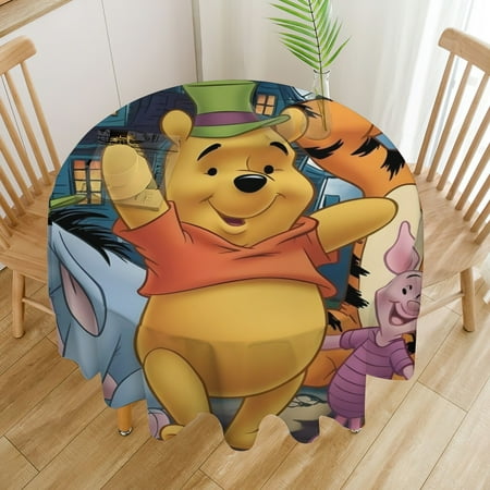 Winnie the Pooh square tablecloth has an iconic print, fits most tables, and is easy to care for.diameter152cm/60in.