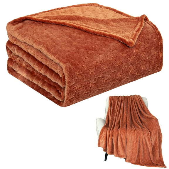 Ctnporpo Plush Fleece Throw Geometric Pattern Blanket Fleece Blanket Textured Fuzzy Plush Throw Blanket Twin Soft Bed Blanket Comfy Microfiber Flannel Blankets for Couch Bed Sofa Orange