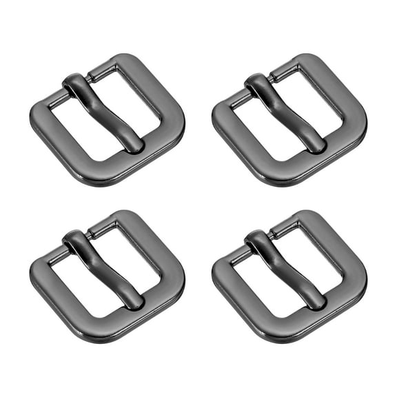 Metal Roller Buckle, 4Pack 0.63 Inch Single Prong Belt Buckle Square Replacement Bar Buckles for Leather Craft Accessories Belt, Metallic Black