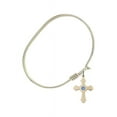 thumbnail image 2 of 6 1/4 inch Oval Eye Hook Bangle Bracelet w/ Cross medal charm w/ May Green Swarovski Crystal, 2 of 3