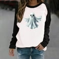 thumbnail image 2 of Taqqpue Women Halloween Ghost Sweatshirt Loose Fit Cute Crewneck Halloween Pullover Top Fall Winter T Shirts Casual Spooky Long Sleeve Shirts, 2 of 7