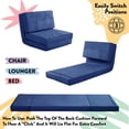 thumbnail image 5 of Room Revival Ultra Soft Suede 3 Position Convertible Flip Lounge Chair, Blue, 5 of 6