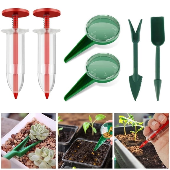 Manss Mini Seed Spreader, Set of 6 Hand Held Garden Plant Seeds Planter, Adjustable Hand Sowing Seeder, Plastic Seed Spreader for Flowers, Vegetables