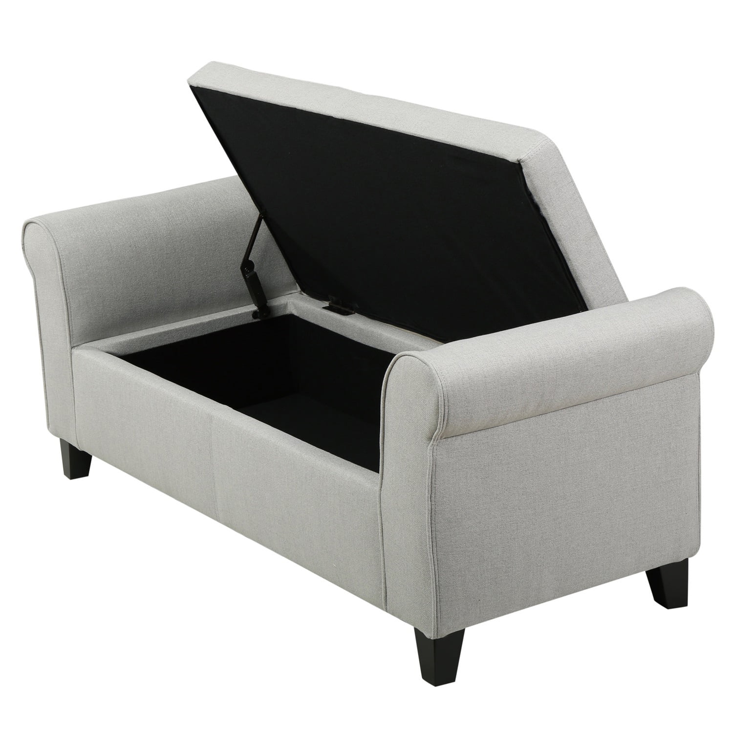 Canddidliike Fabric Storage Bench with Arms, Upholstered Bench for Bedroom Living Room - Light Grey