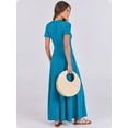thumbnail image 4 of Vestido largo ANRABESS, casual de verano, manga corta, azul para mujer, 4 of 8