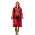 thumbnail image 3 of TGPMGRZ Rain Ponchos for Women Rain Coat Waterproof Disposable Lightweight Poncho with Hood Red One Size, 3 of 9