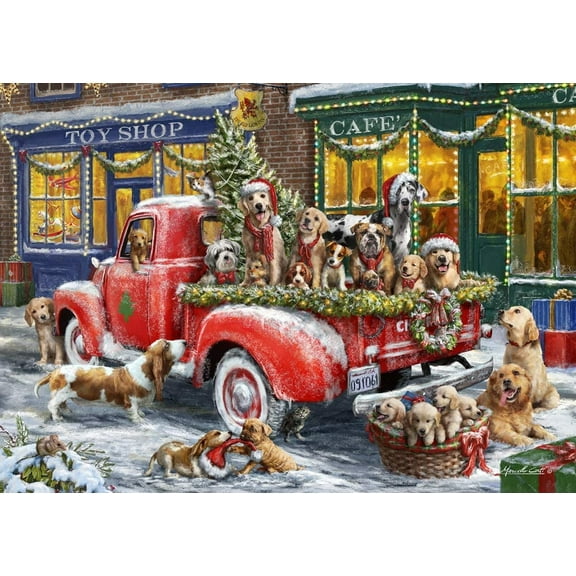 Vermont Christmas Company Box of 'Doggone Christmas' Christmas Cards - 15 Cards & 16 Foil Envelopes