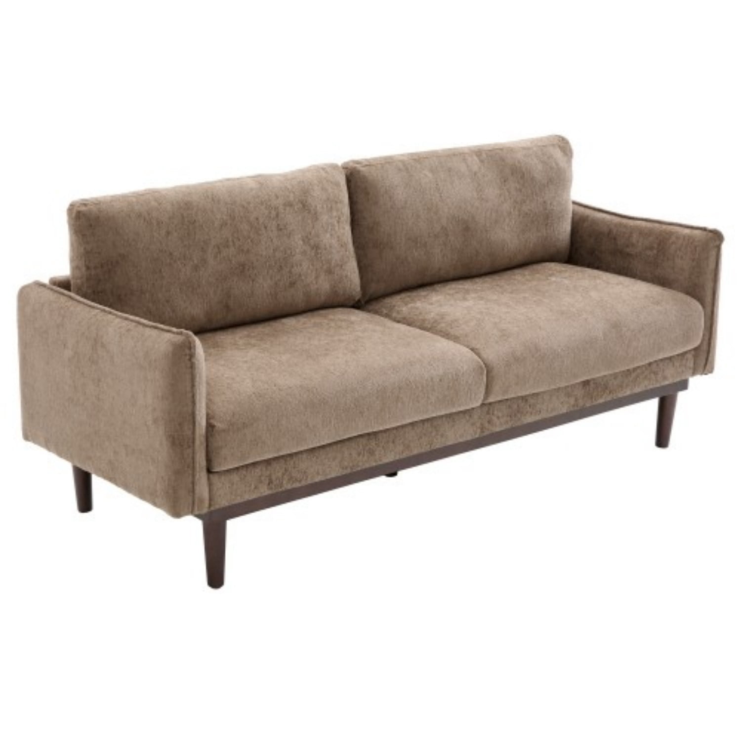 Modern Style Loveseat Sofa 75.75" 2 Seater Sofa Couch with Spacious Seating Area, Chenille Fabric Upholstered Sofa with Pocket Spring Cushions and Rubber Wood Legs for Living Room, Brown