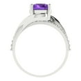 thumbnail image 4 of 1.71 ct Round Cut Natural Amethyst Solitaire with Simulated Diamond Accents 18K White Gold Womens Engagement Ring, 4 of 5