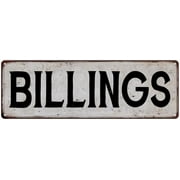 BILLINGS Vintage Look Rustic Metal 6x18 Sign City State 106180041170