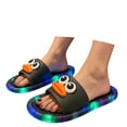 thumbnail image 3 of FINALGANG Womens Open Toe Single Band Slide Slippers With 3D Cartoon Decor Light-Up Sole For Indoor Outdoor Summer Daily Wear Black, 3 of 5