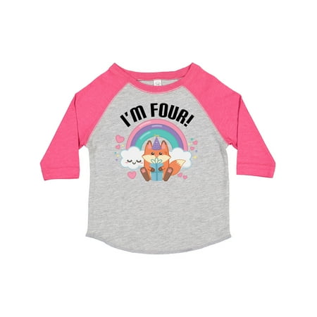 

Inktastic 4th Birthday Fox Cute Girls Gift Toddler Toddler Girl T-Shirt